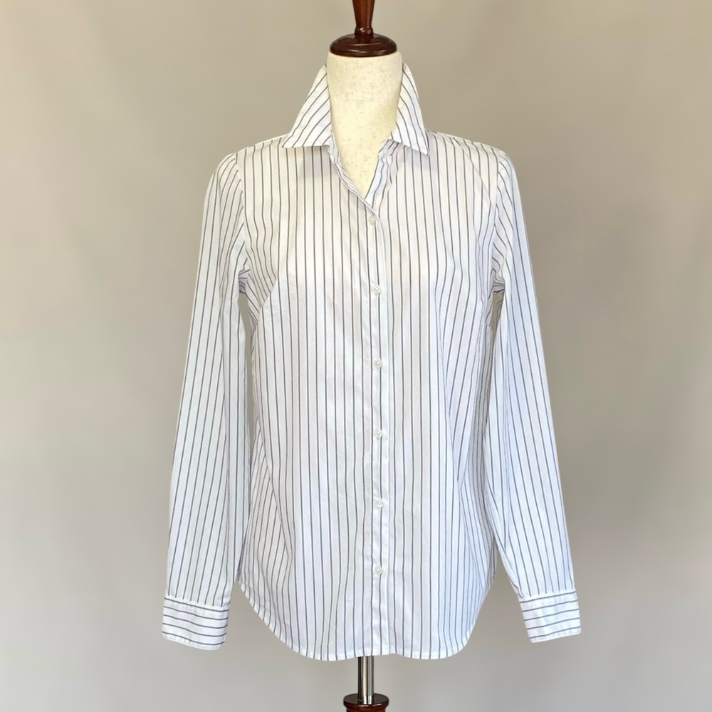Nine West Striped Structured Button Down Long Sle… - image 2